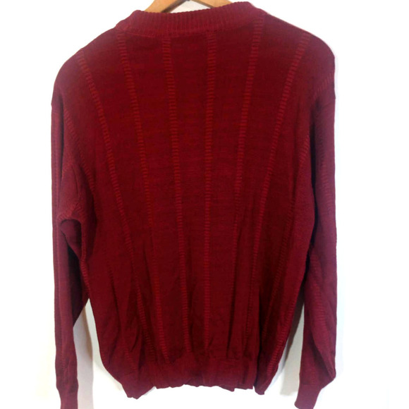 Fenzia Men Sz M Vintage Grandpa Red Lightweight Sweater Classic Stripe - Picture 5 of 6